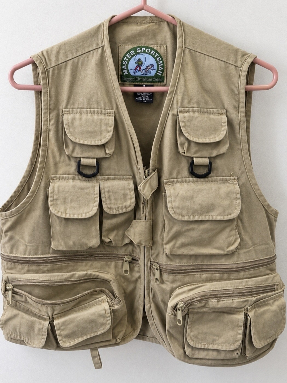 Vintage Master Sportsman Rugged Outdoor Gear Fishing Vest Men’s M Tan Multi Pock